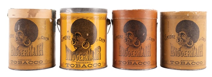 PAIR OF N-HAIR TOBACCO CANISTERS TIN AND CARDBOARD