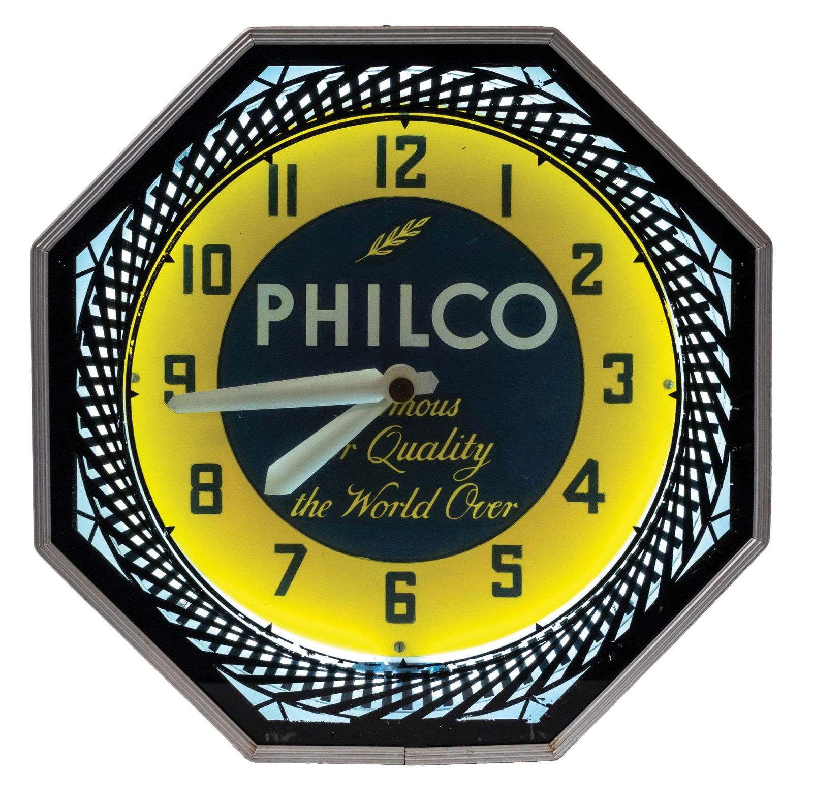 PHILCO RADIO NEON CLOCK W/ ILLUSION WHEEL (1 of 3)