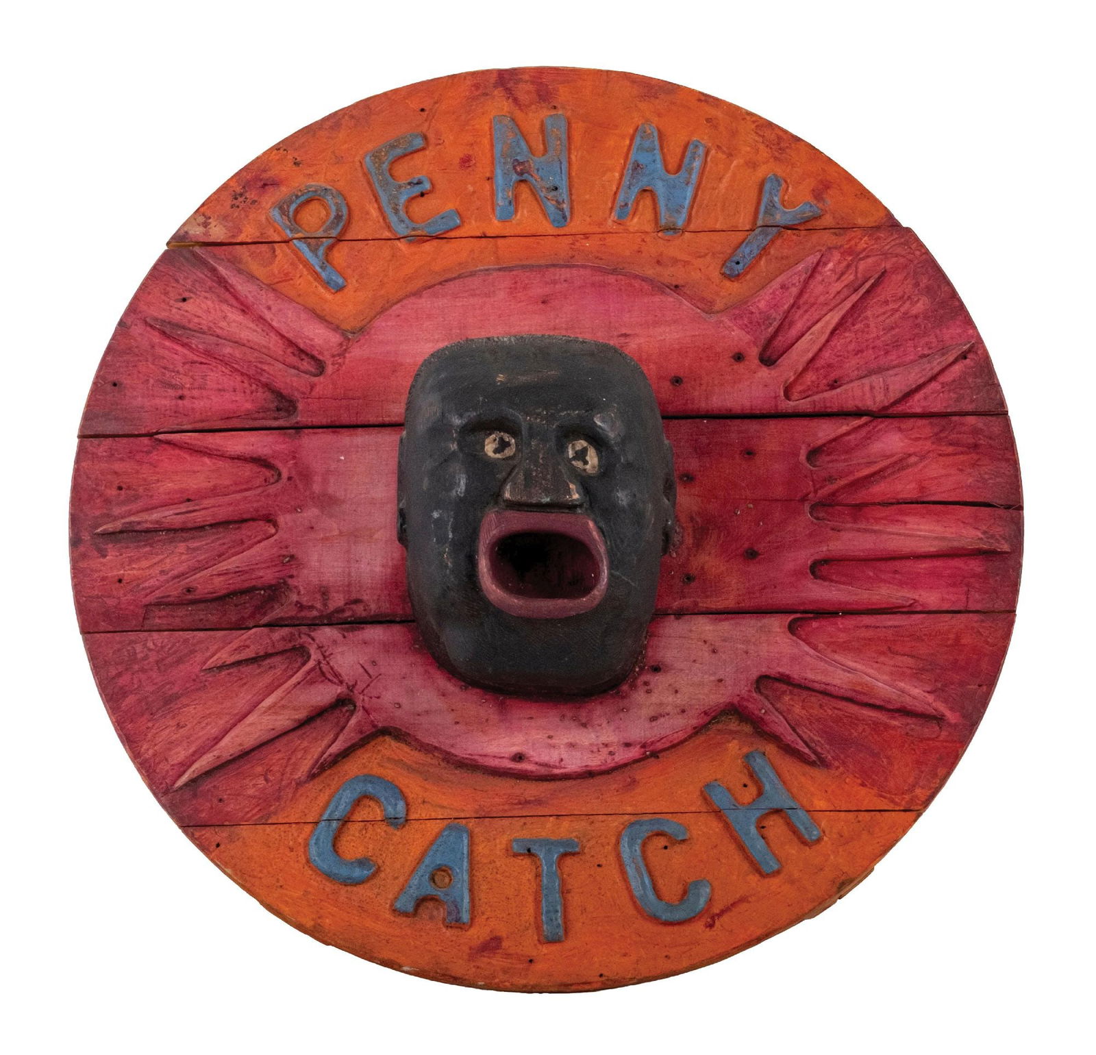 EARLY CARNIVAL RED AND ORANGE PENNY CATCH HEAD (1 of 2)