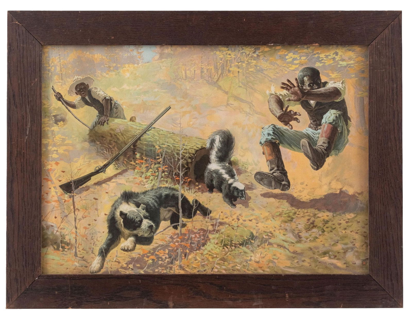 FRAMED CARDBOARD ADVERTISEMENT FOR WINCHESTER RIFLES (1 of 2)