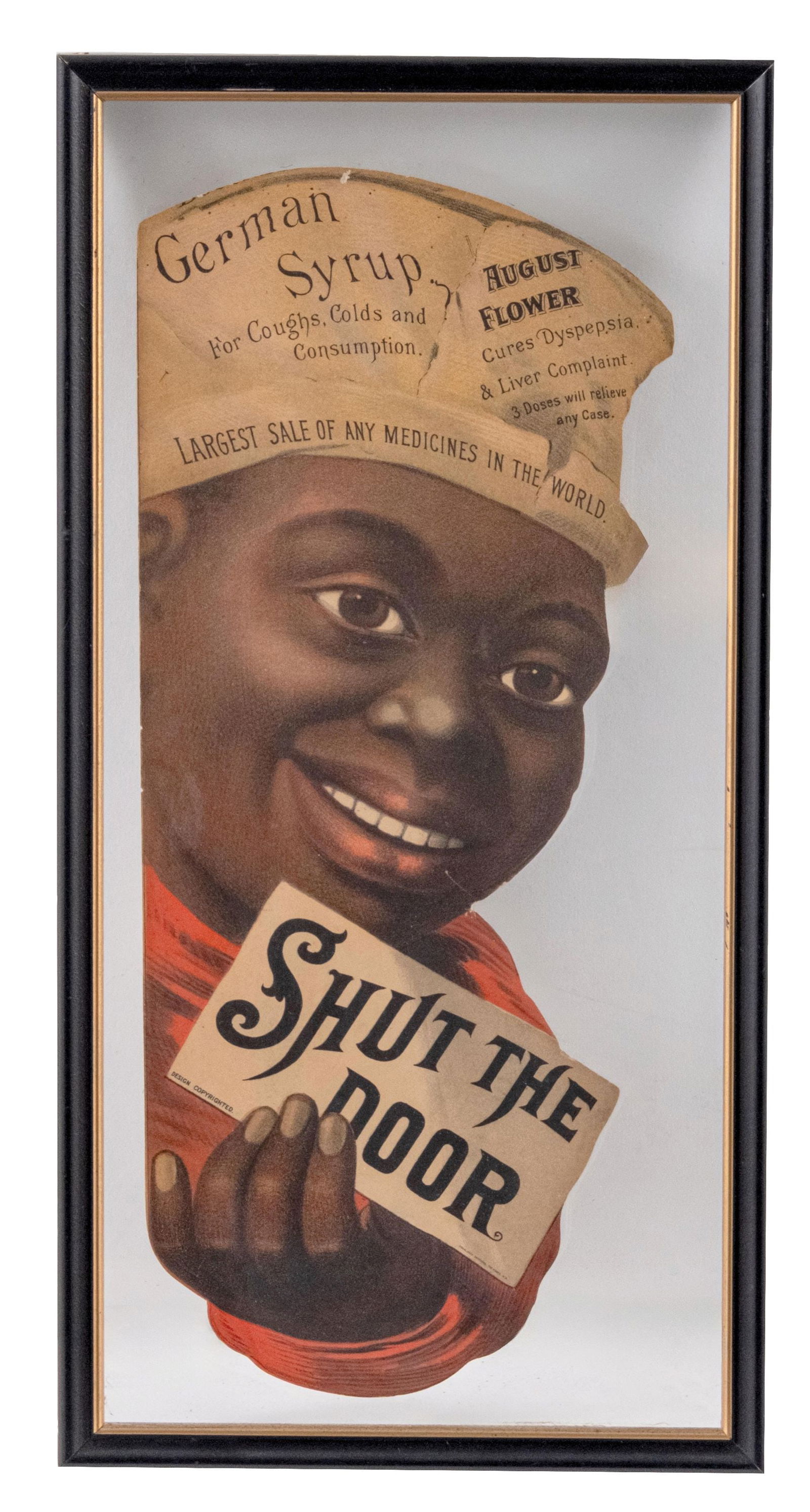 DOUBLE-SIDED AUGUST FLOWER GERMAN SYRUP SIGN (1 of 2)