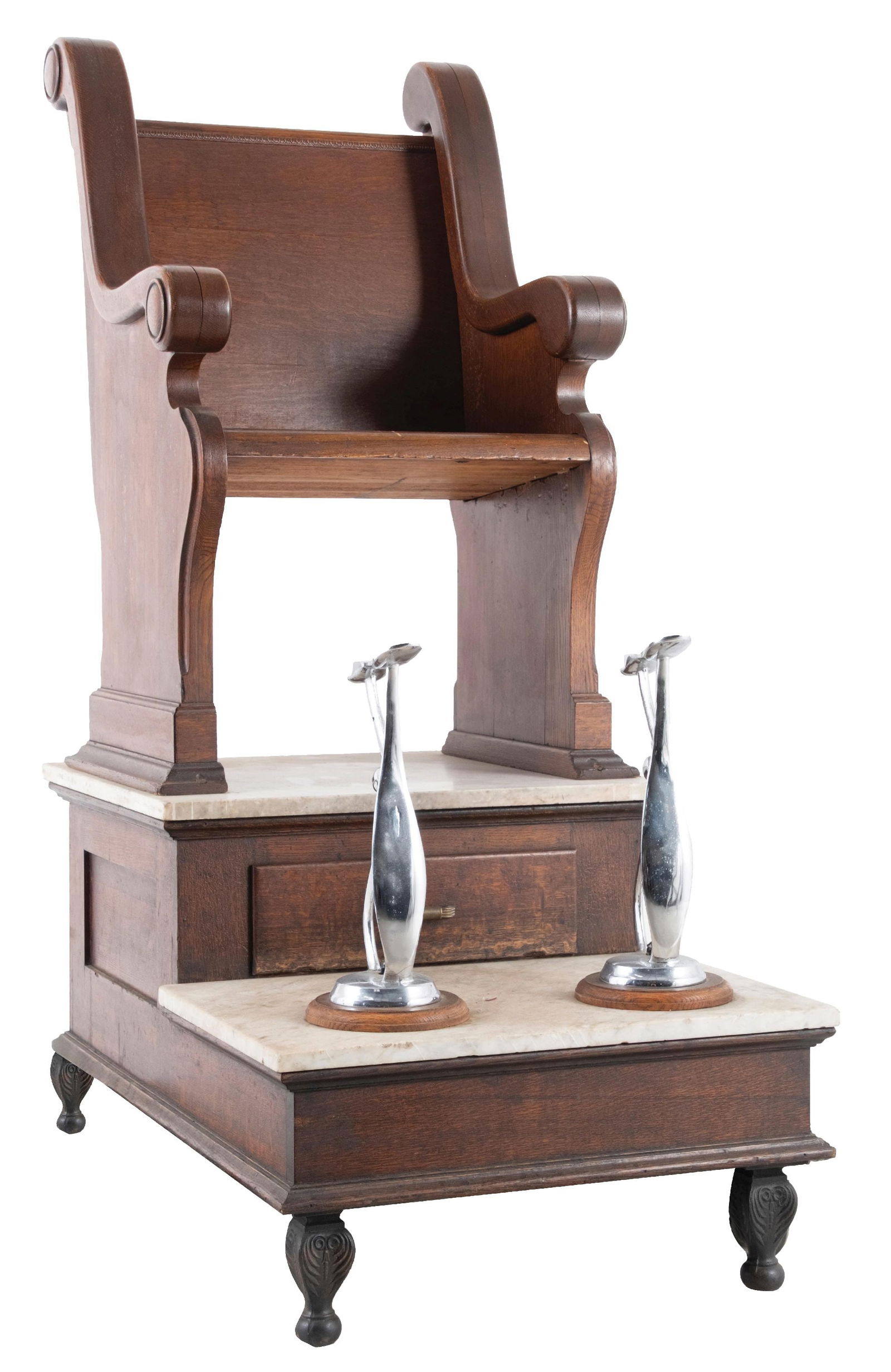 WALNUT BABERSHOP SHOE SHINE STAND (1 of 5)