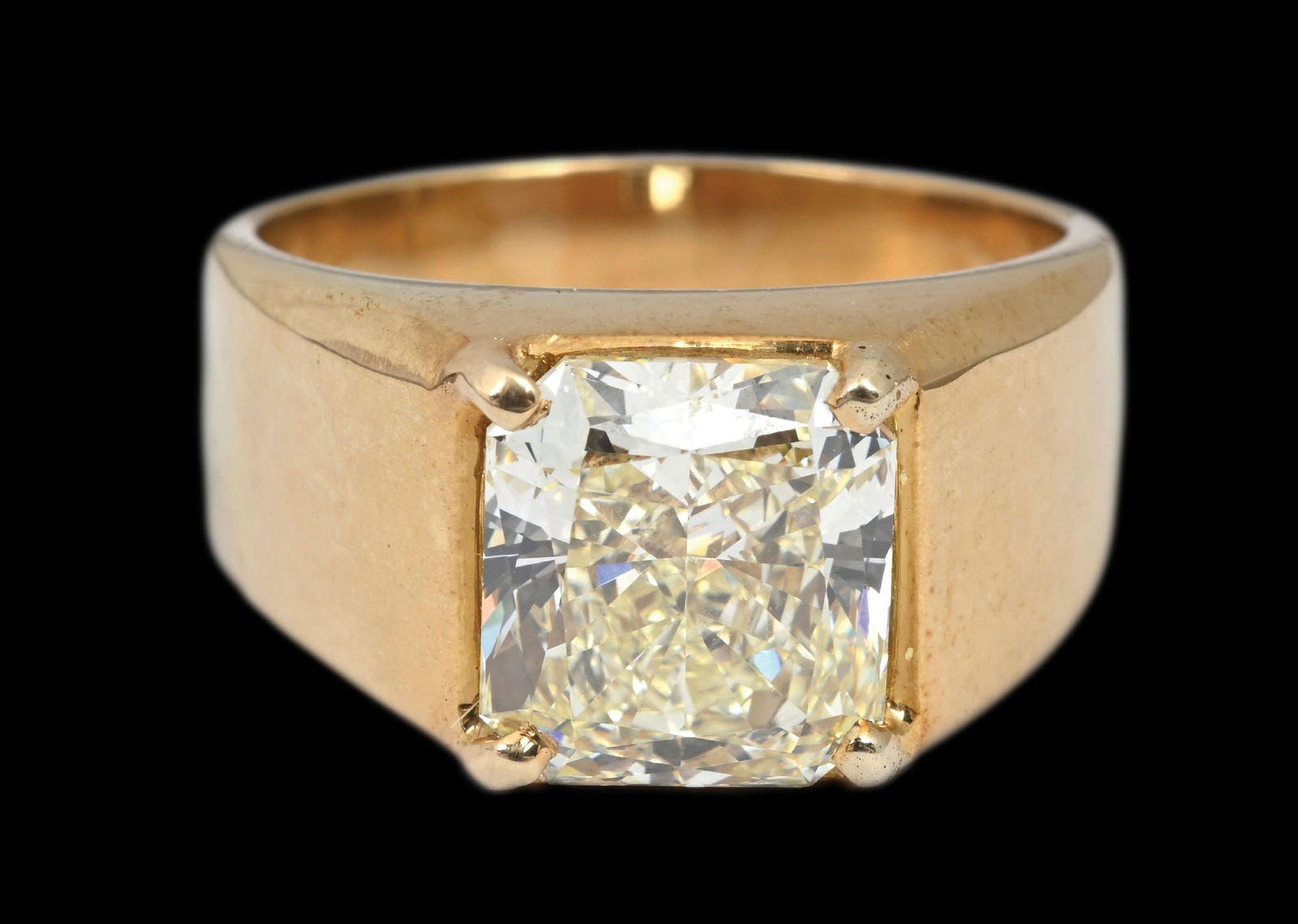 MEN'S 18K GOLD 5.37CT FANCY YELLOW DIAMOND RING W/ GIA REPORT (1 of 5)