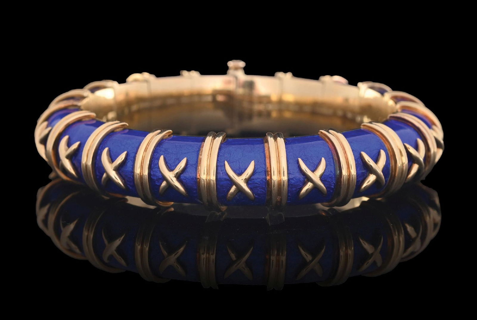 JEAN SCHLUMBERGER FOR TIFFANY & CO. 18K GOLD BLUE ENAMELED BRACELET (1 of 8)