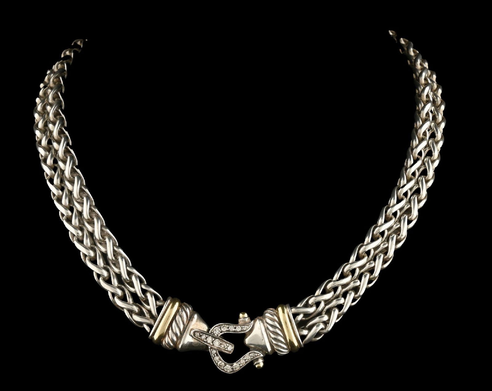 DAVID YURMAN STERLING SILVER & 18K GOLD DIAMOND NECKLACE (1 of 7)