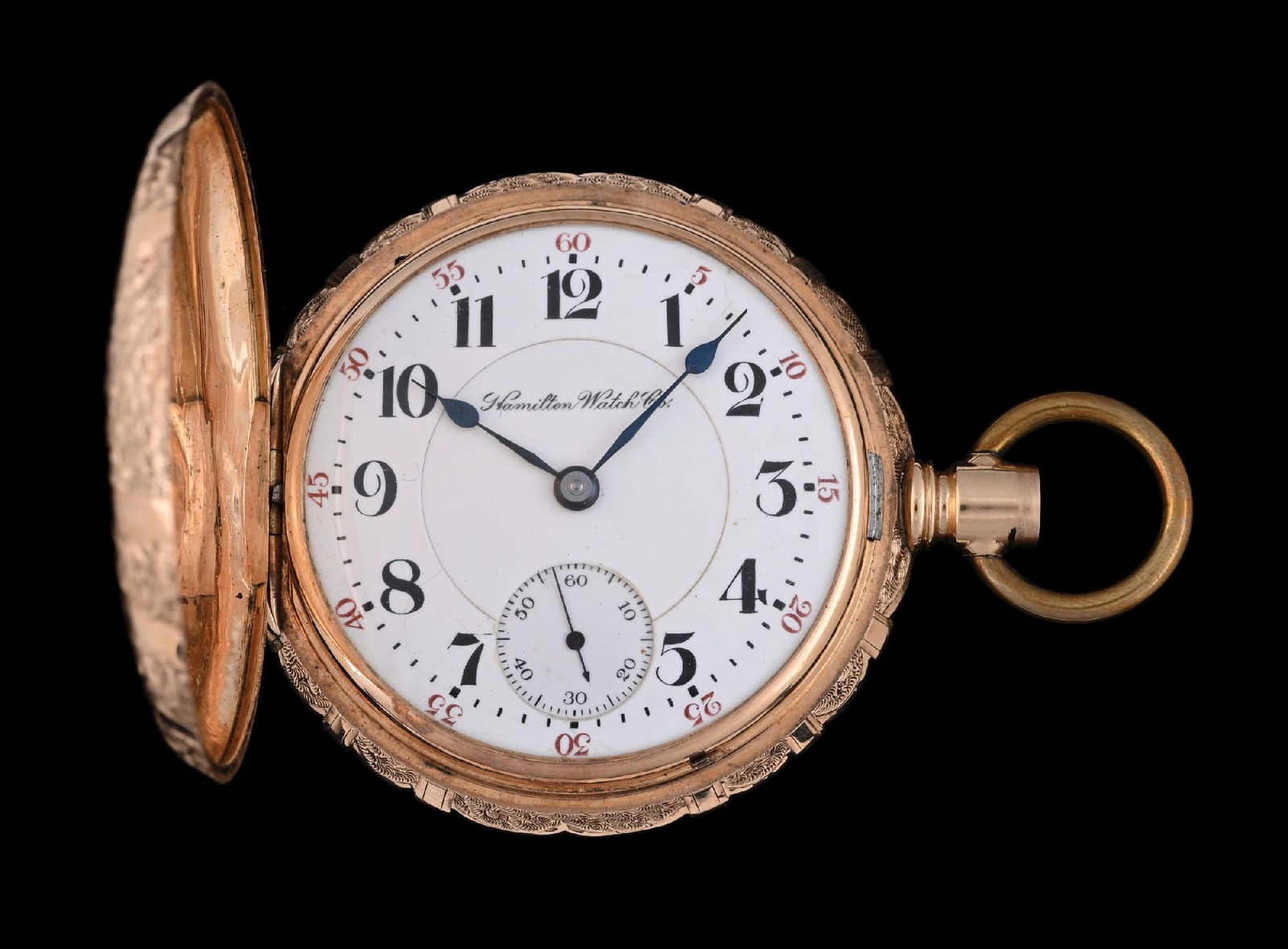 14K MULTI-COLOR GOLD HAMILTON 941 H/C DIAMOND POCKET WATCH (1 of 8)