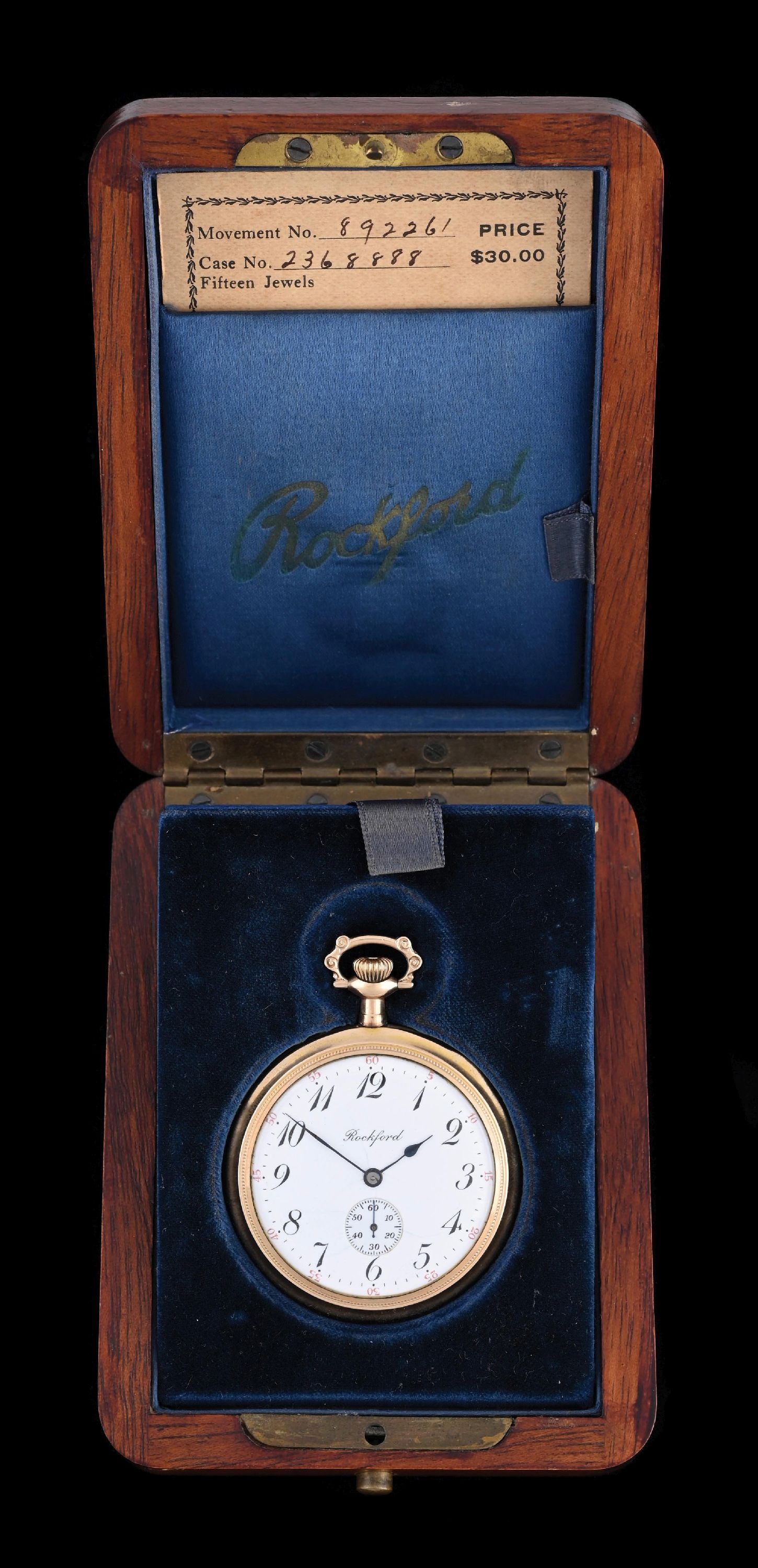 ROCKFORD THIN ENAMELED POCKET WATCH W/ ORIGINAL CASE (1 of 7)