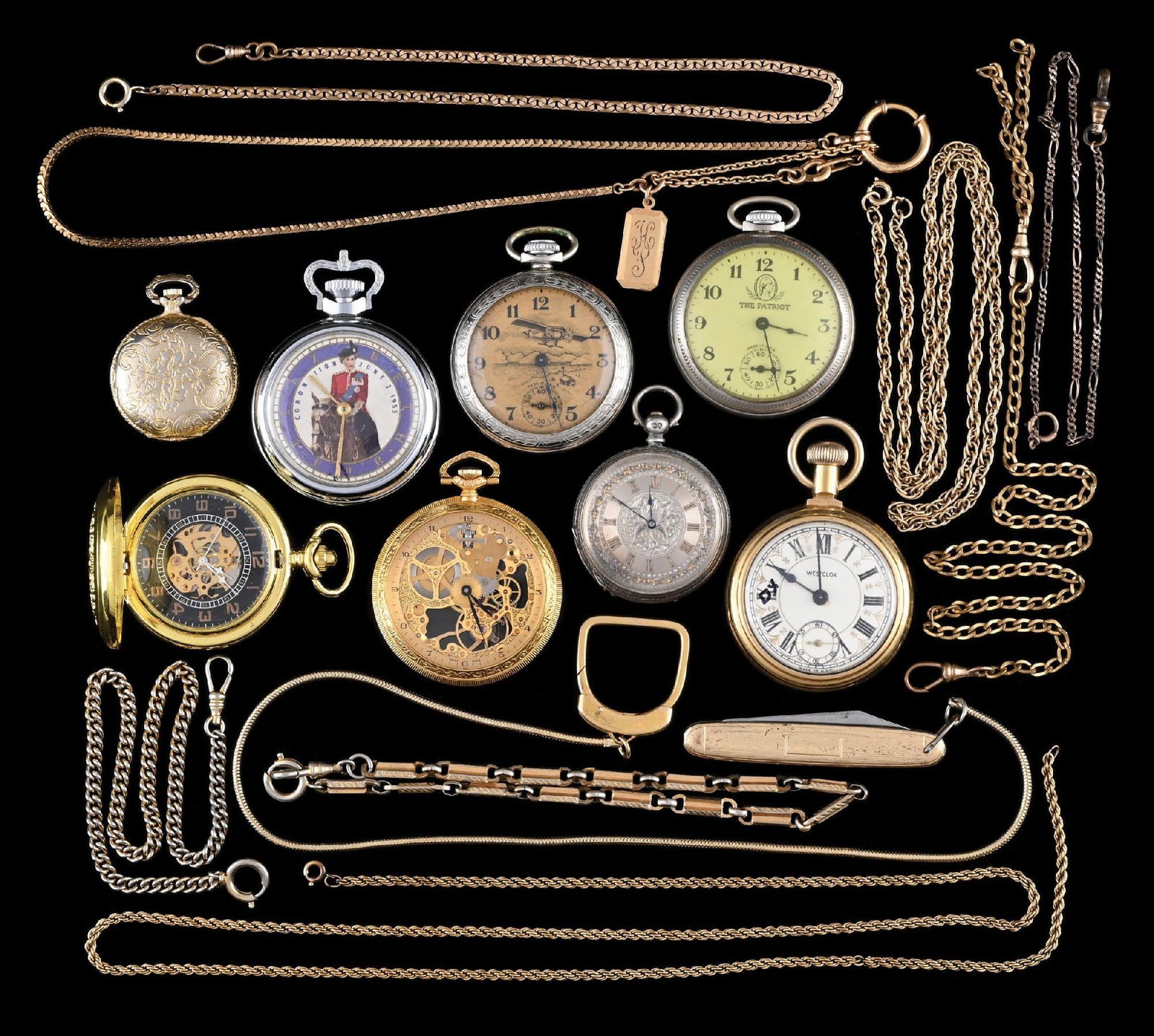MISC LOT OF: POCKET WATCHES AND CHAINS (1 of 1)