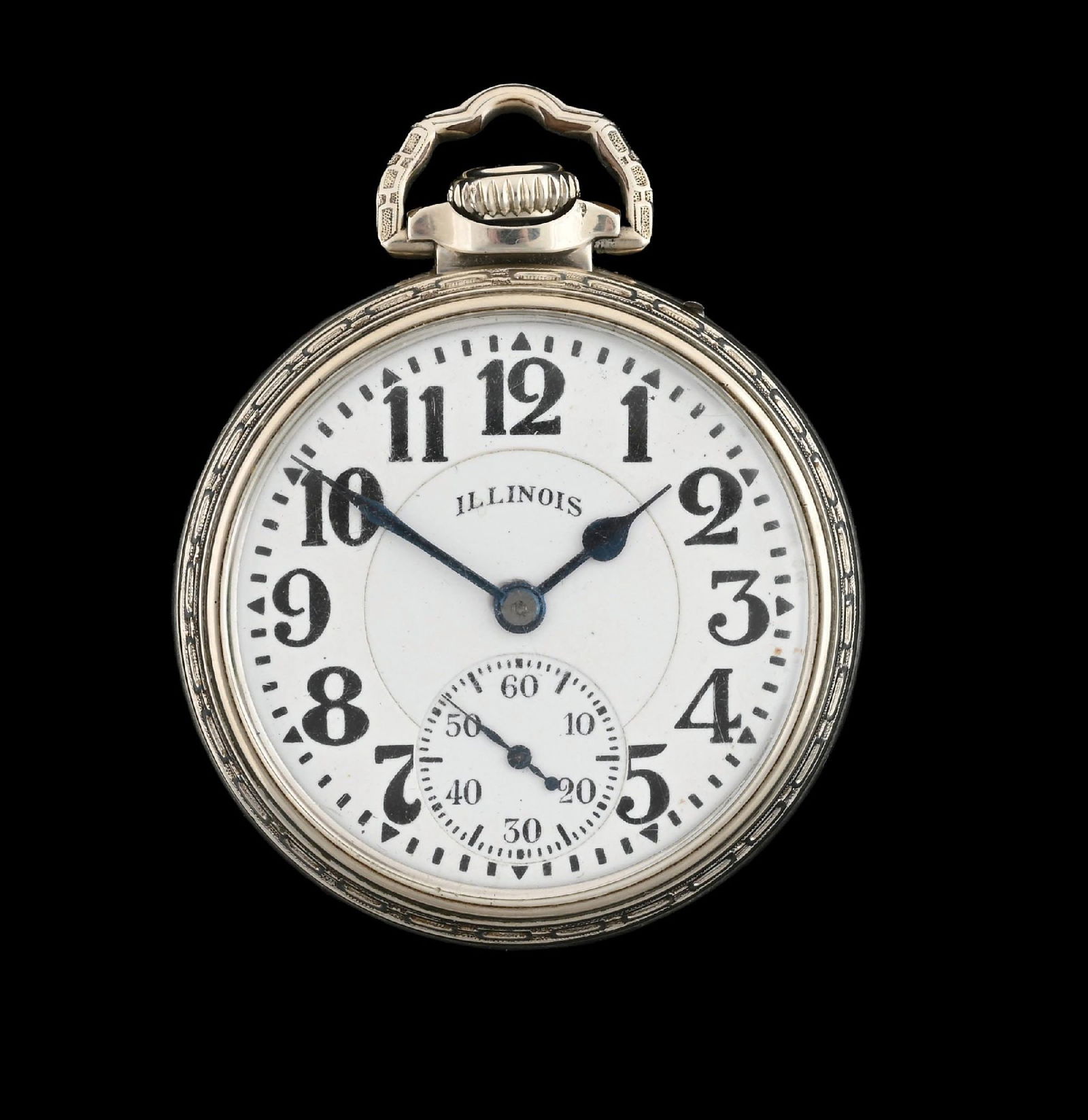 14K WHITE GOLD FILLED ILLINOIS O/F POCKET WATCH W/ BOX (1 of 5)