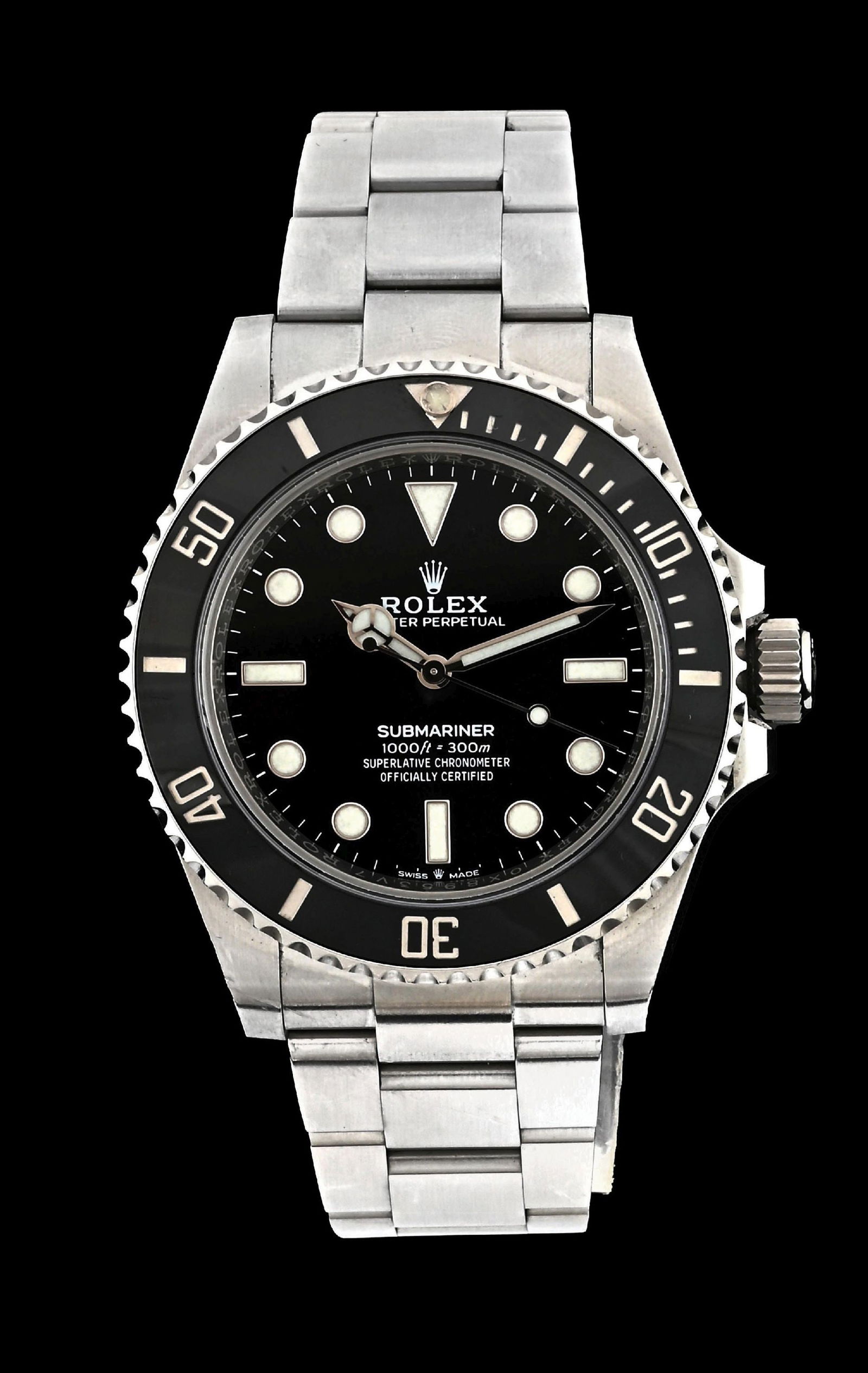 STAINLESS STEEL ROLEX SUBMARINER "NO DATE" WRISTWATCH W/ CARD, REF. 124060 (1 of 6)