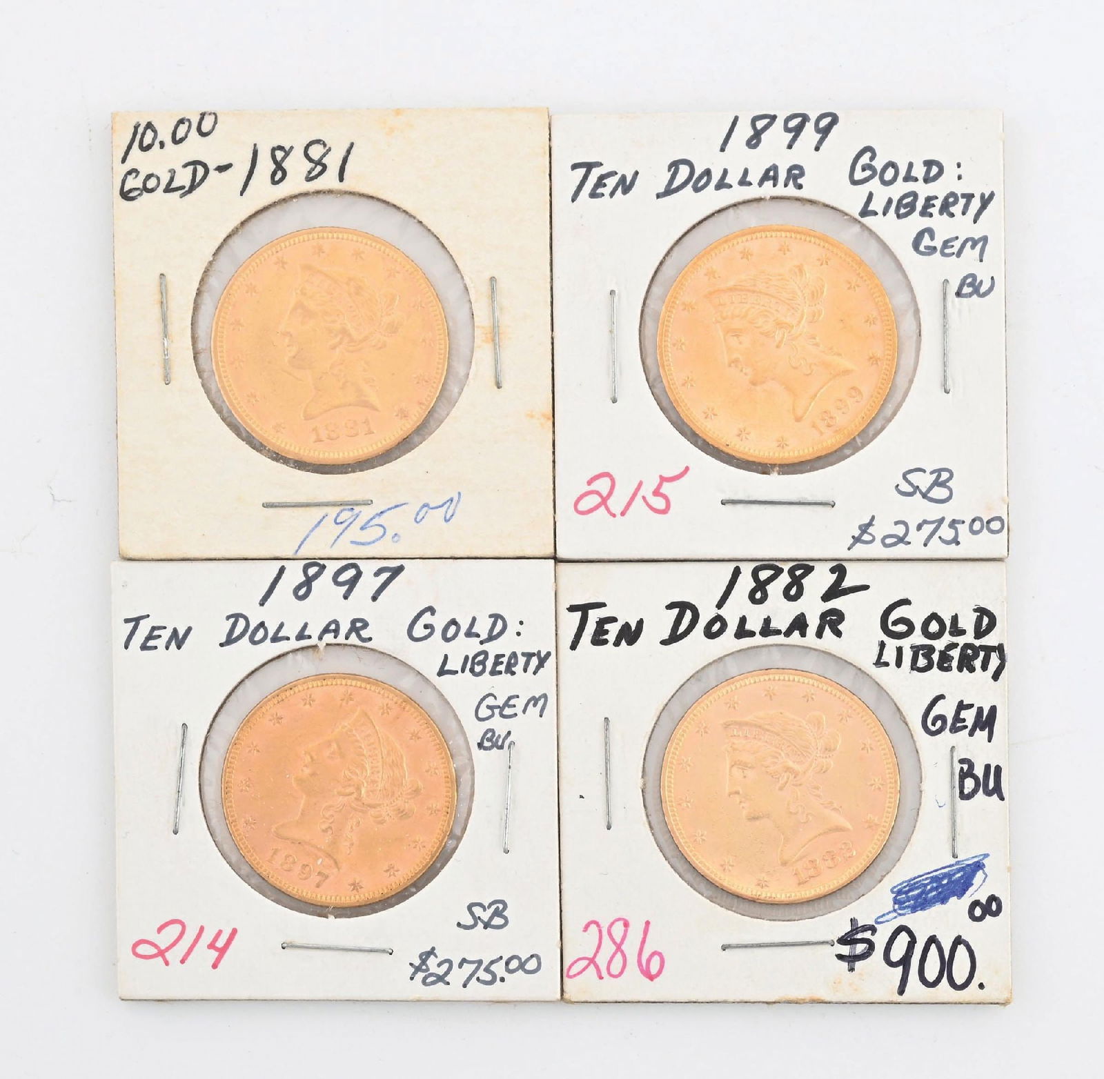 LOT OF 4: $10 GOLD LIBERTY COINS (1 of 2)