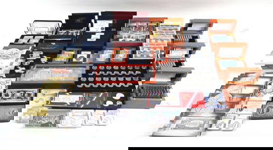 MASSIVE LOT OF VARIOUS GRADED COINS IN BOXES: Huge lot of various graded and ungraded coins. Includes Indian head grouping and many proof silver coins. Condition: (Excellent). Dimensions: Outer Box: 20 - 3/4" x 15" x 8 - 1/2".