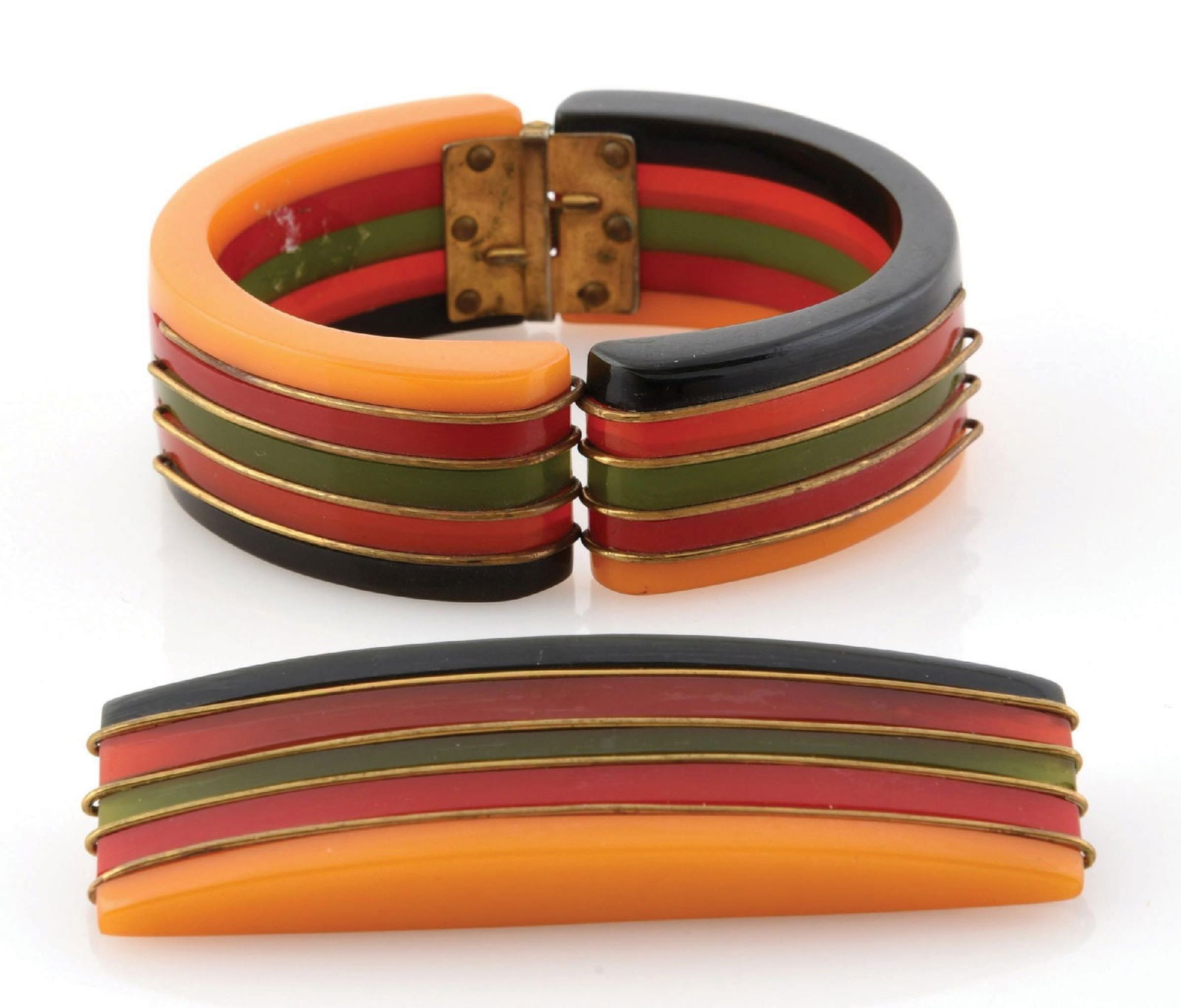 LOT OF 2: PHILADELPHIA STYLE BAKELITE BANGLE & BROOCH (1 of 2)