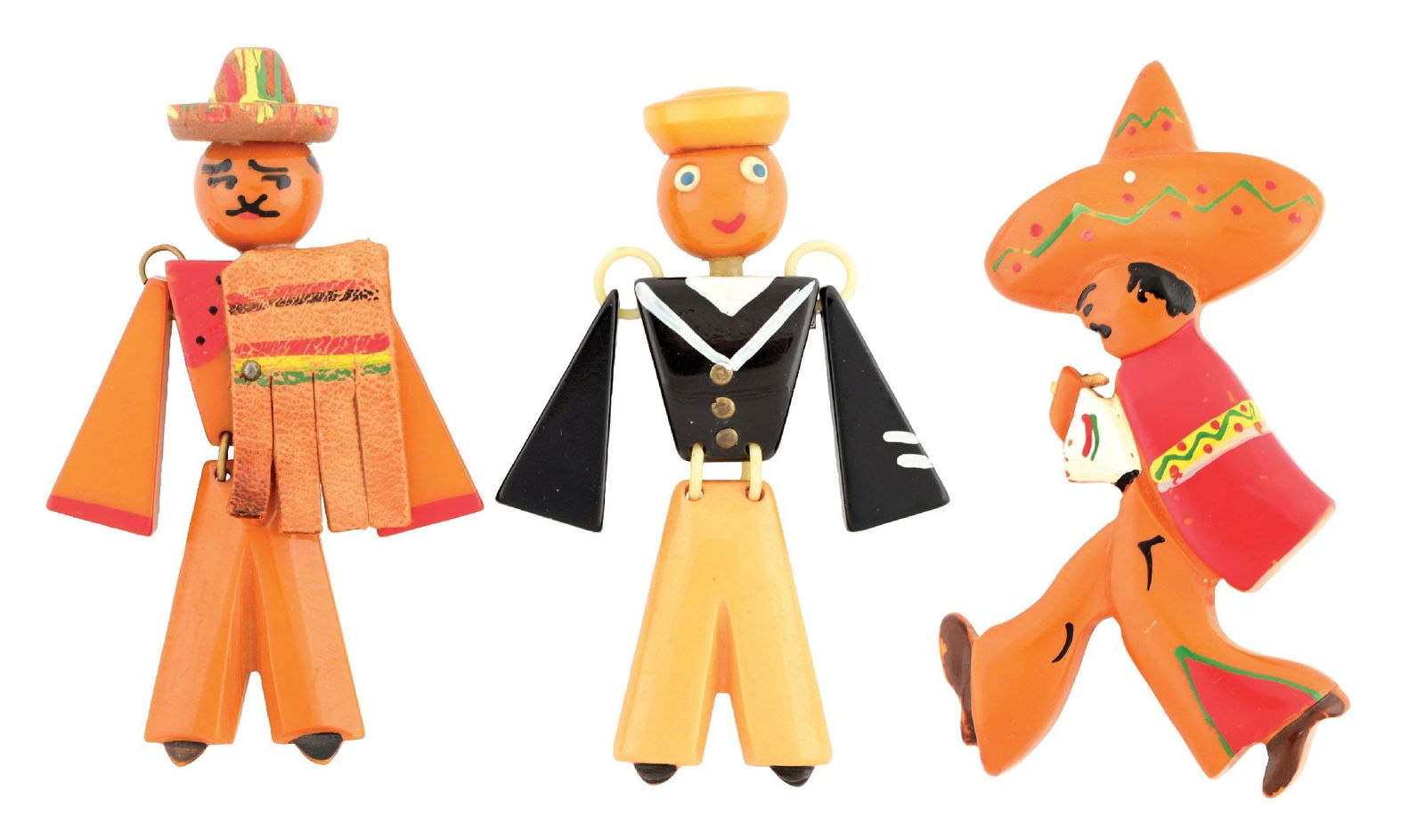 LOT OF 3: BAKELITE FIGURAL PINS (1 of 2)