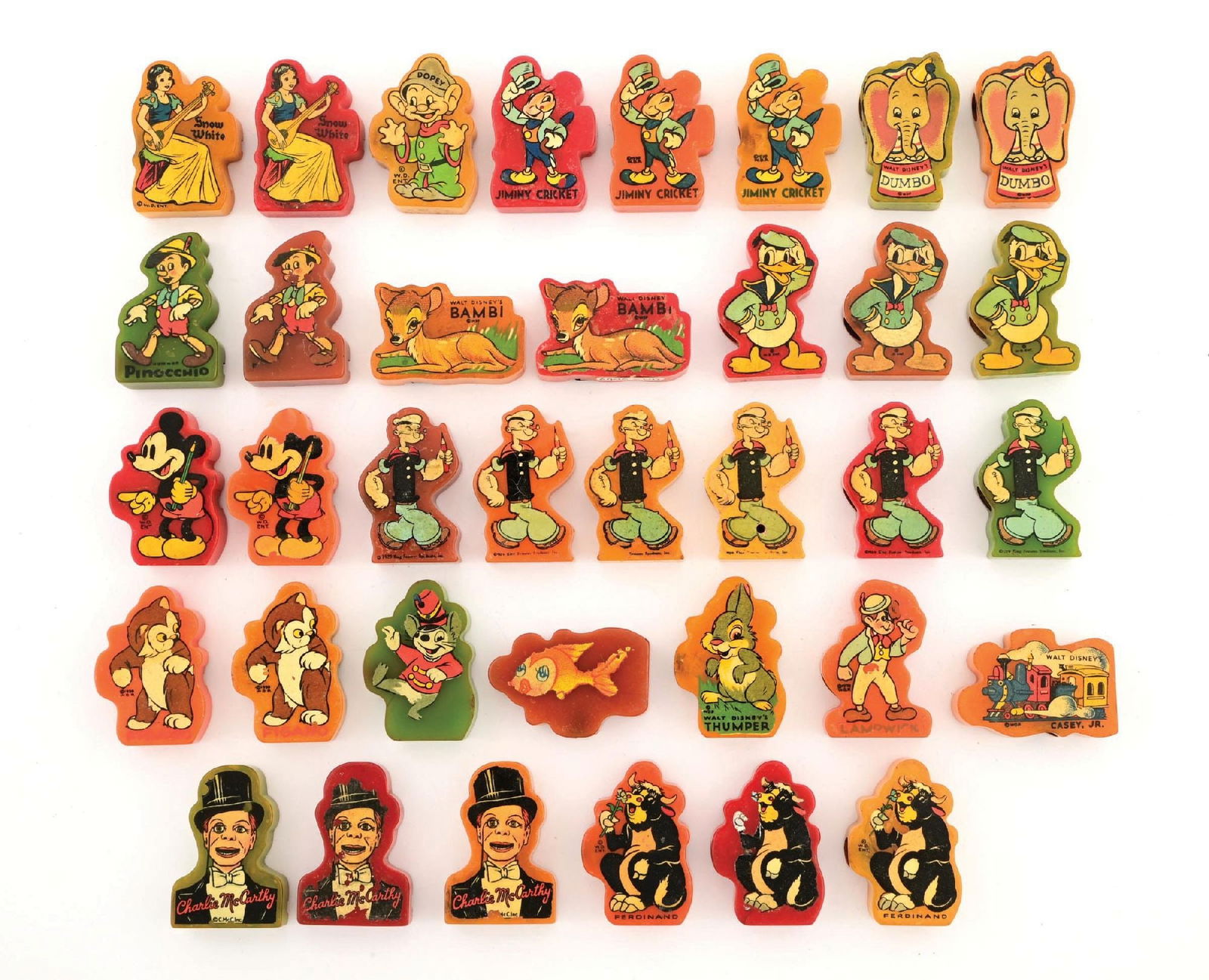 LOT OF 36: WALT DISNEY BAKELITE PENCIL SHARPENERS (1 of 2)