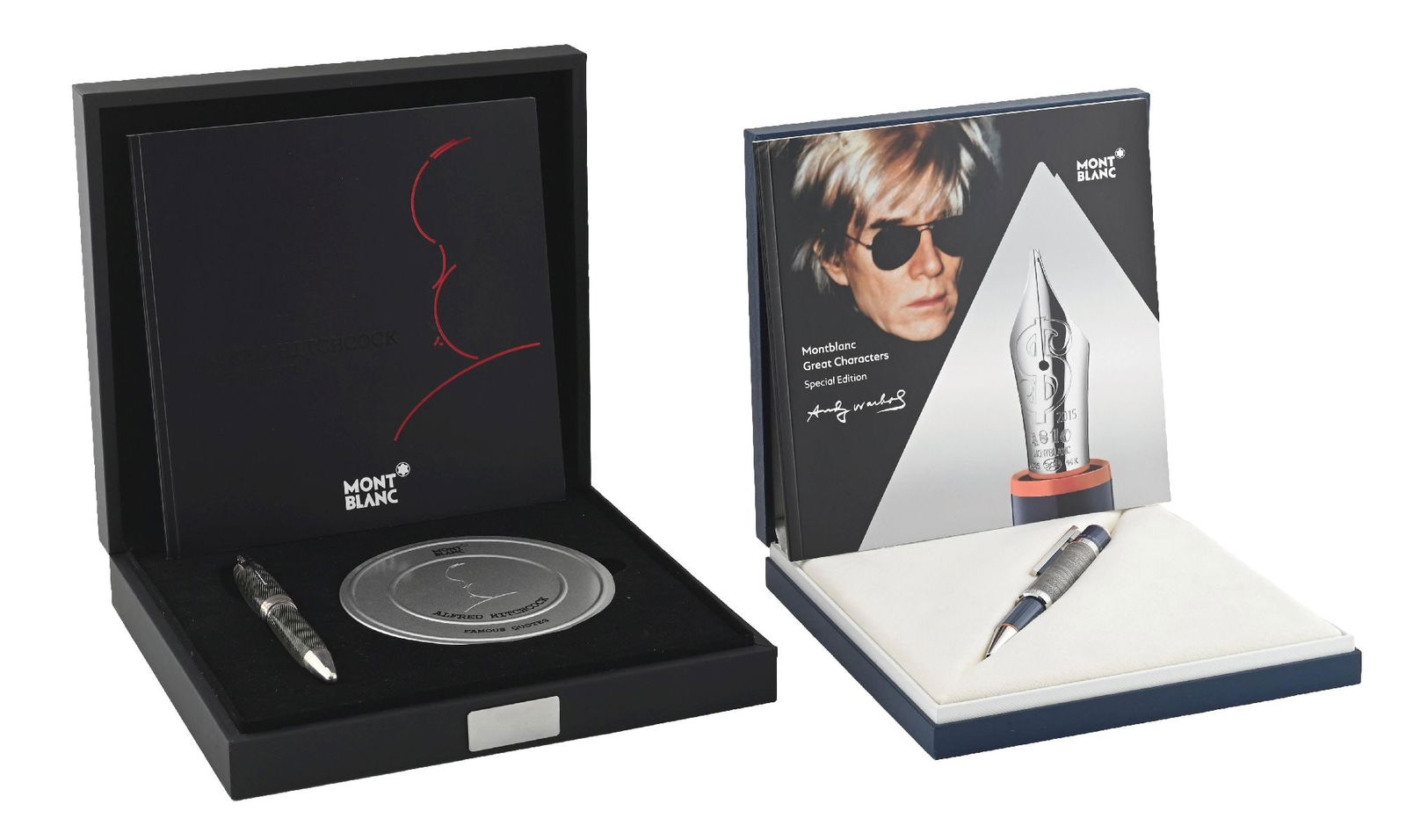 LOT OF 2: MONTBLANC GREAT CHARACTERS 3000 ALFRED HITCHCOCK & SPECIAL EDITION ANDY WARHOL PENS (1 of 10)