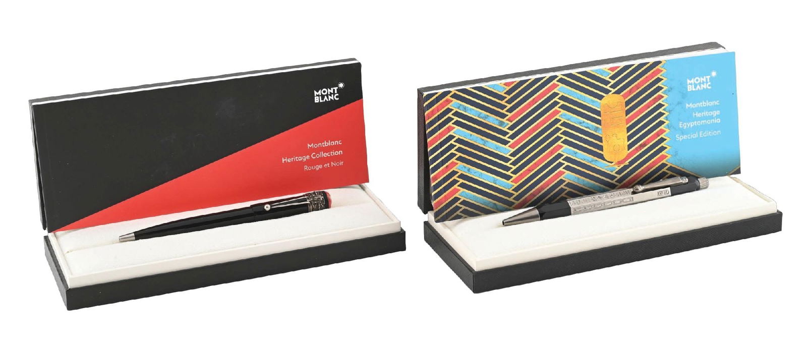 LOT OF 2: MONTBLANC HERITAGE COLLECTION ROUGE ET NOIR & EGYPTOMANIA DOUE SPECIAL EDITION PENS (1 of 9)