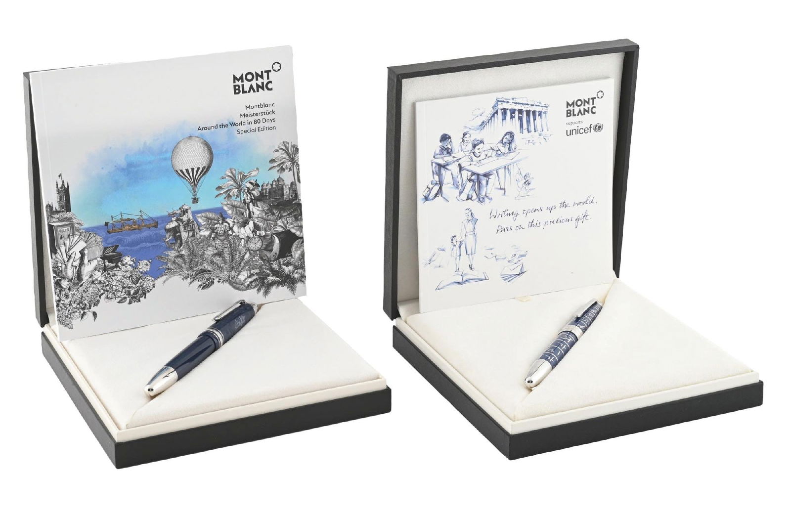 LOT OF 2: MONTBLANC MEISTERSTUCK AROUND THE WORLD IN 80 DAYS & UNICEF SOLITAIRE PENS (1 of 9)