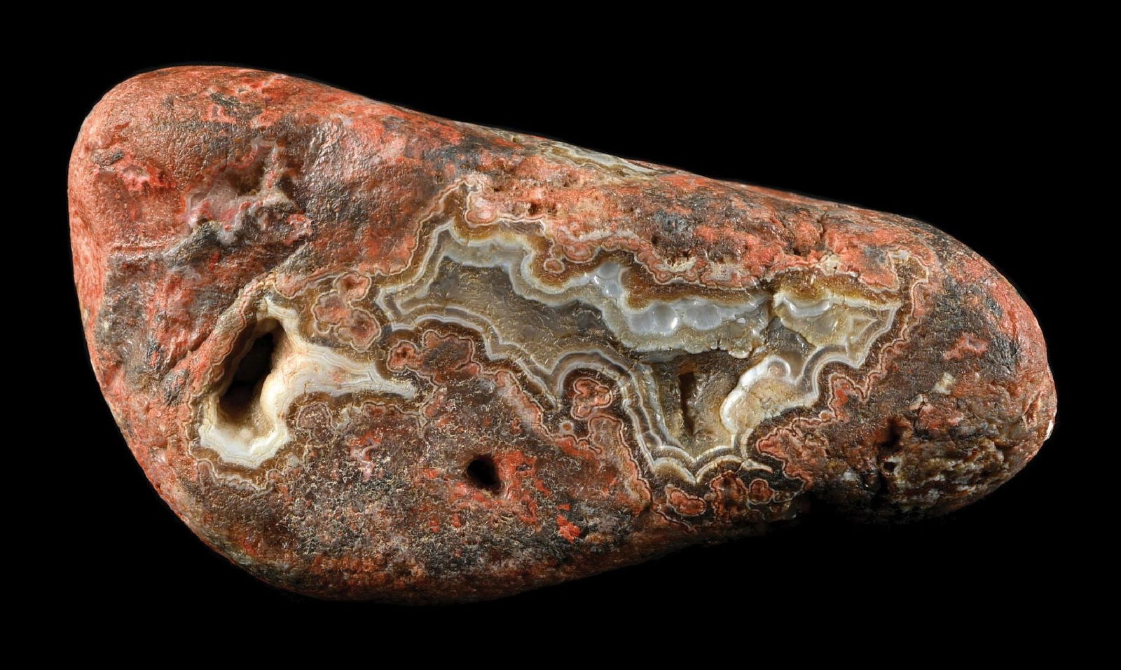 LARGE FAIRBURN AGATE: Fairburn agate weighing 2lbs. and 15oz. Fantastic example. Condition: (Excellent). Dimensions: 5 - 3/4” x 3 - 1/2” x 3 - 1/4”.