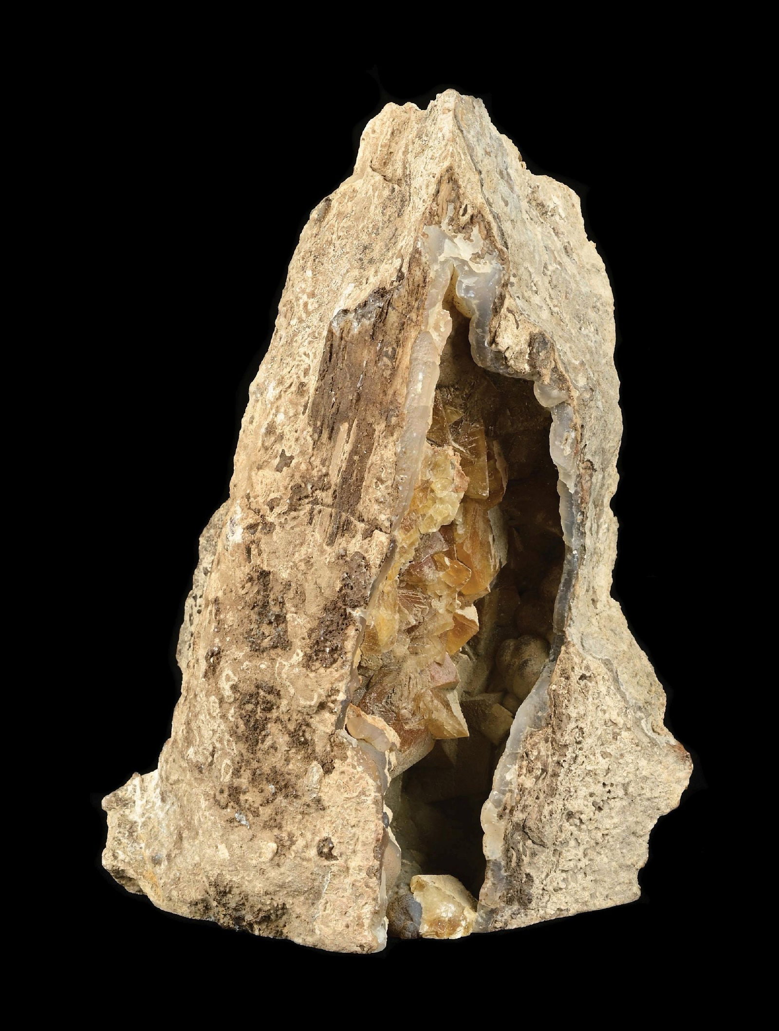 CRYSTALIZED PETRIFIED WOOD: Unique piece, very appealing. Condition: (Excellent). Dimensions: 7 - 1/2" T. x 5" W.