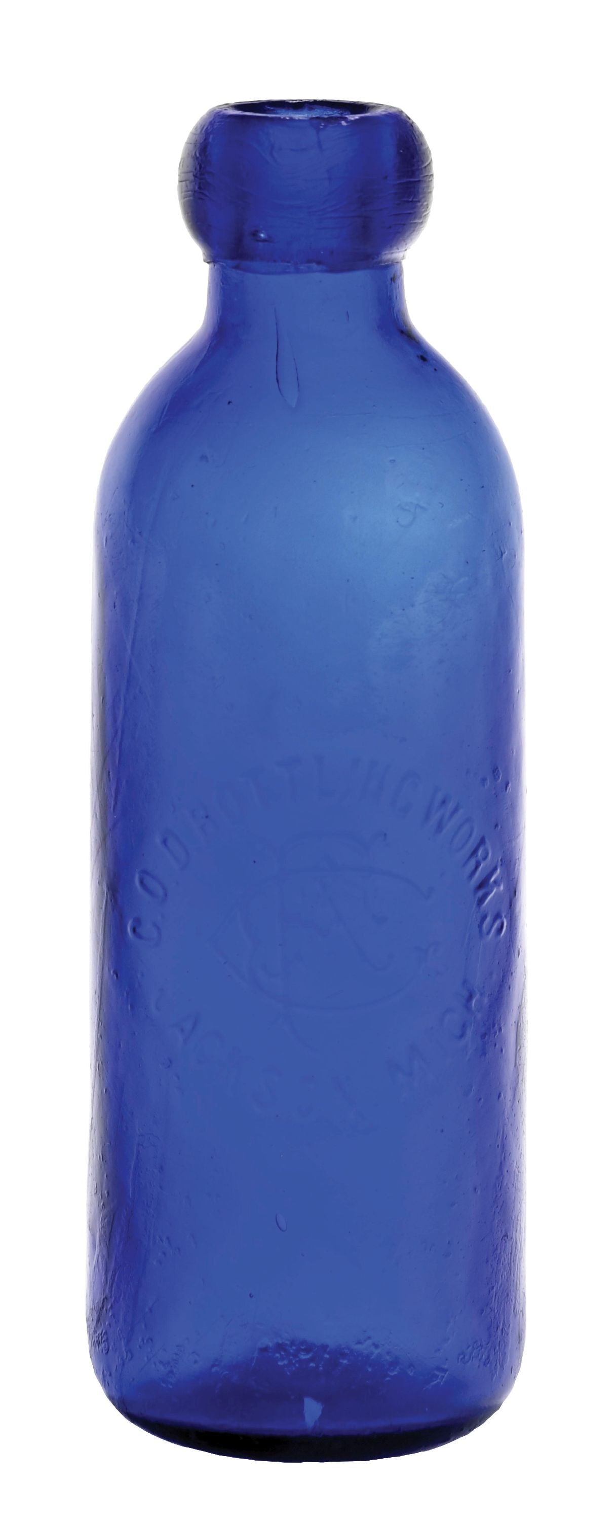 C.O.D BOTTLING WORKS EMBOSSED COBALT BLUE GLASS BOTTLE (1 of 5)
