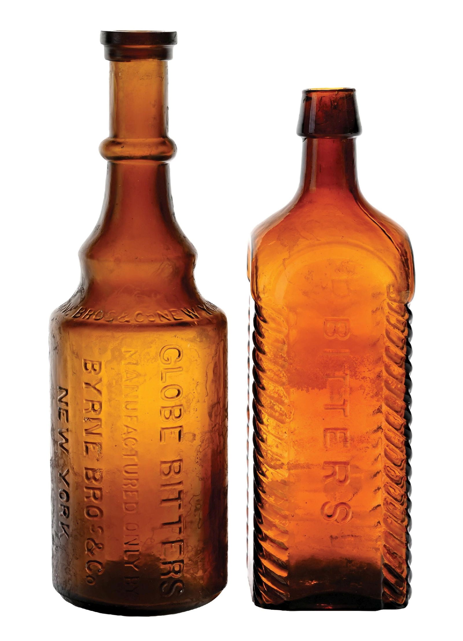 LOT OF 2: GLOBE AND BAKERS ORANGE GROVE BITTERS BOTTLES (1 of 6)