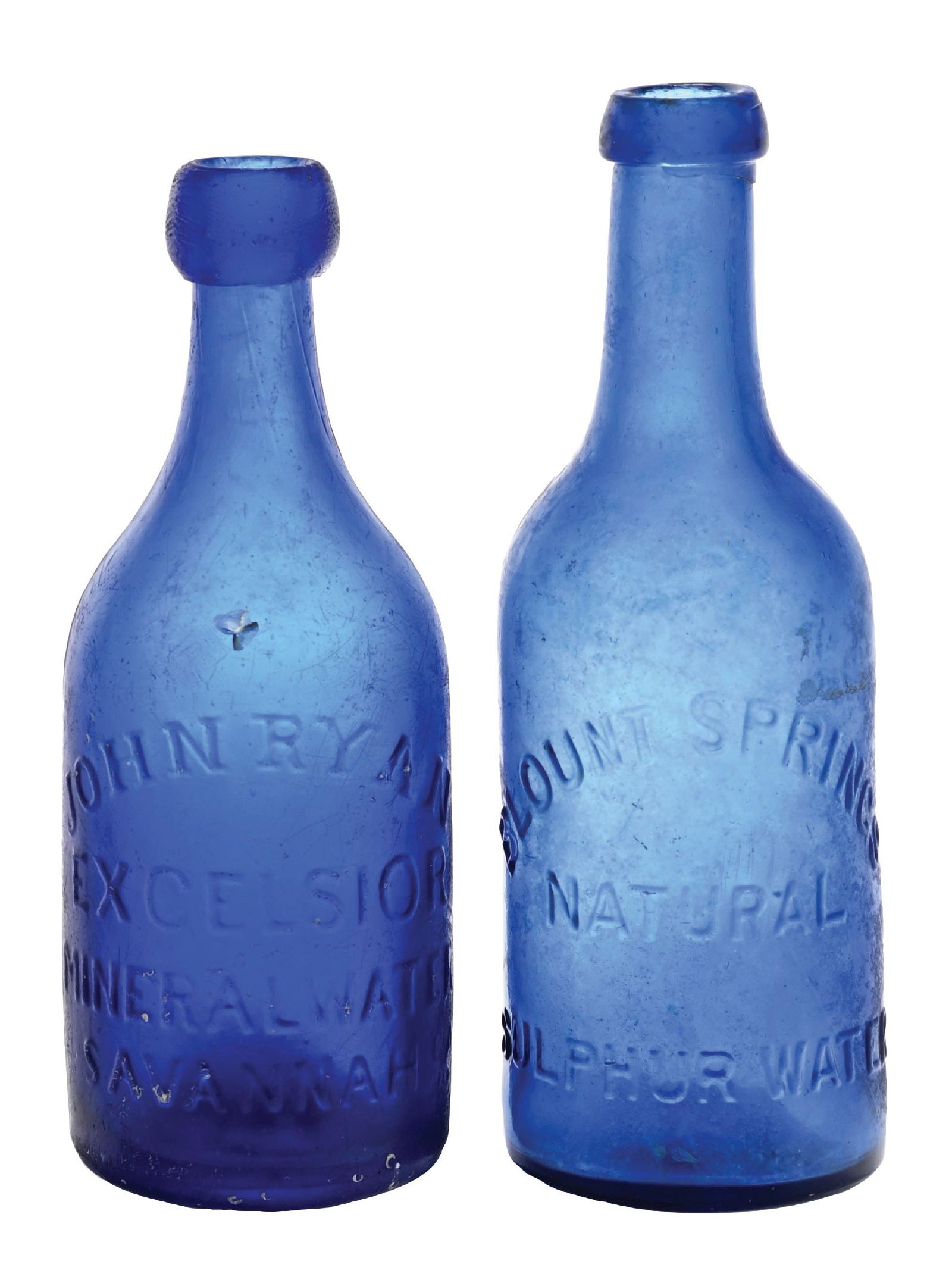 LOT OF 2: JOHN RYAN & BLOUNT SPRINGS GLASS BOTTLES (1 of 6)