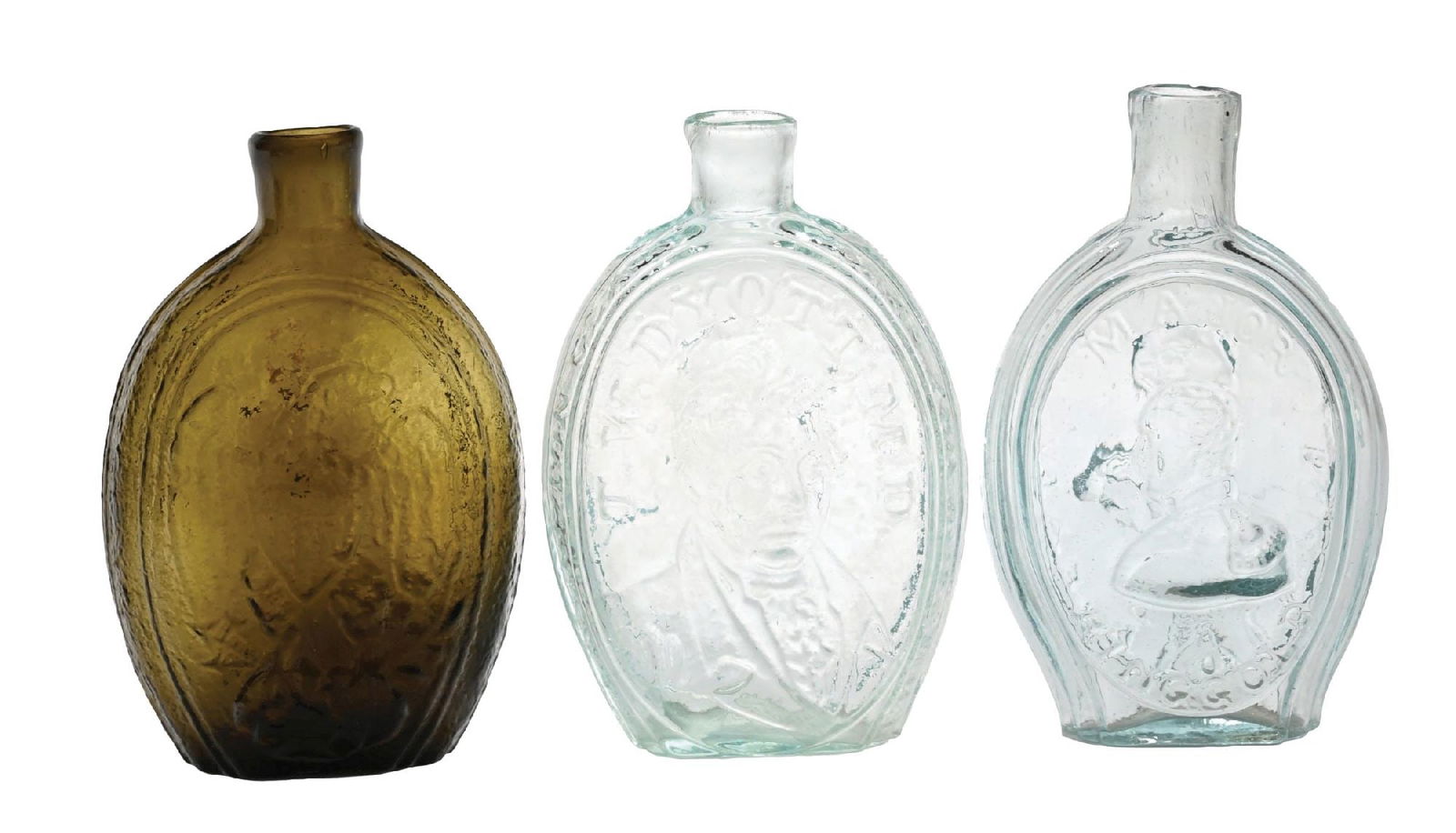 LOT OF 3: GLASS FLASK BOTTLES (1 of 7)