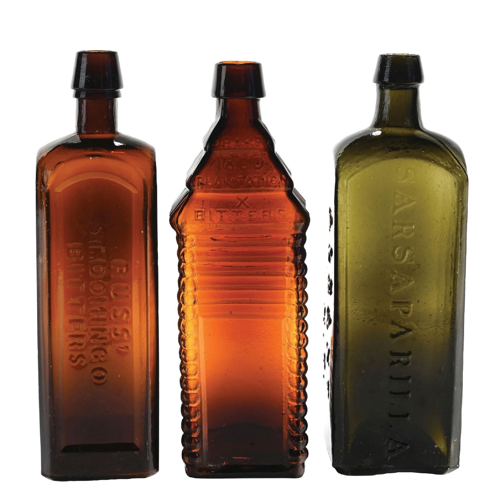 LOT OF 3: BITTERS & SARSAPARILLA BOTTLES (1 of 7)