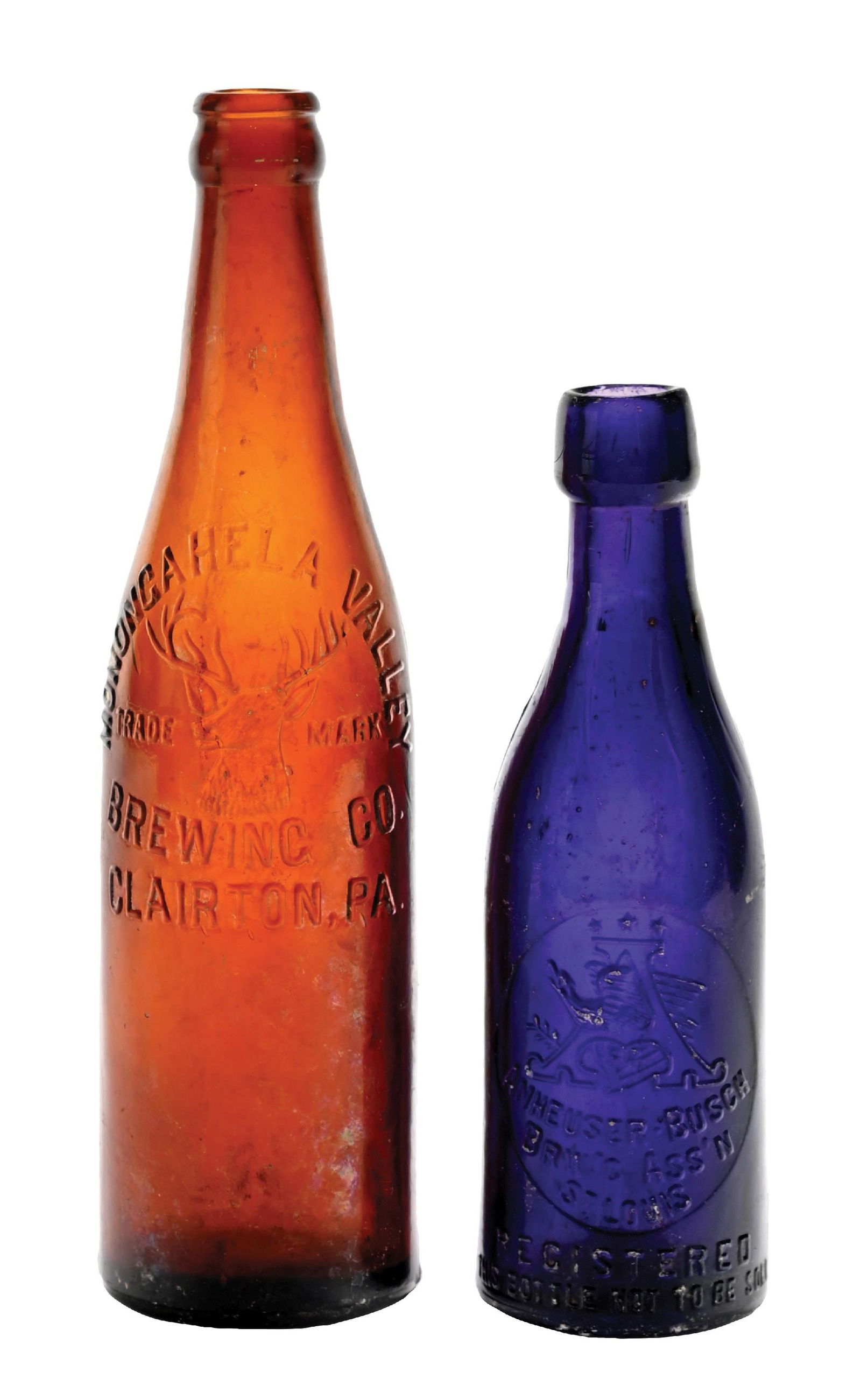LOT OF 2: EMBOSSED BEER BOTTLES (1 of 6)