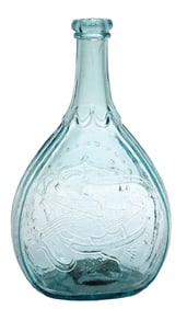 IRON PONTIL UNION CLASPED HAND EAGLE FLASK BOTTLE