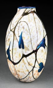 CHARLES LOTTON LEAF & VINE ART GLASS VASE