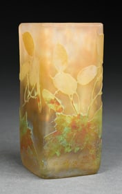 DAUM NANCY CARVED FLORAL MULTI-COLORED VASE