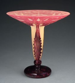 SCHNEIDER "LE VERRE FRANCAIS", "AMARANTES" CAMEO GLASS FRENCH ART DECO VASE.