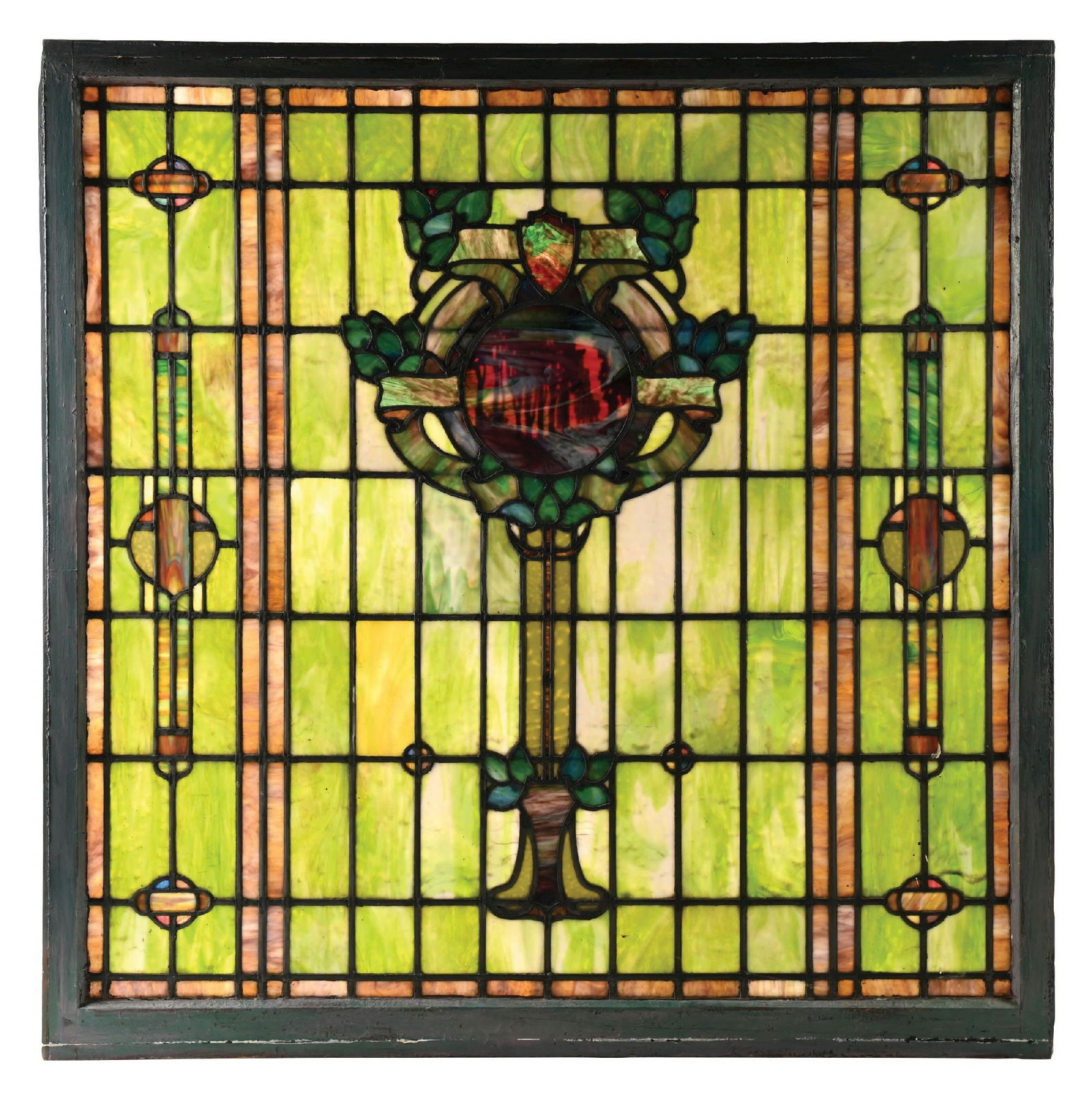 LARGE EARLY 20TH CENTURY LEADED GLASS WINDOW ATTRIBUTED TO RUDY BROTHERS (1 of 1)