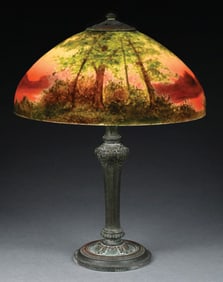 HANDEL REVERSE PAINTED SCENIC LANDSCAPE TABLE LAMP