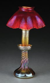 TIFFANY STUDIOS RED CANDLE LAMP