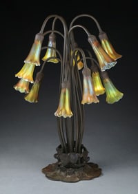 TIFFANY-STYLE 12-LIGHT LILY LAMP