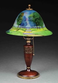 PAIRPOINT REVERSE PAINTED LANDSCAPE BOUDOIR LAMP