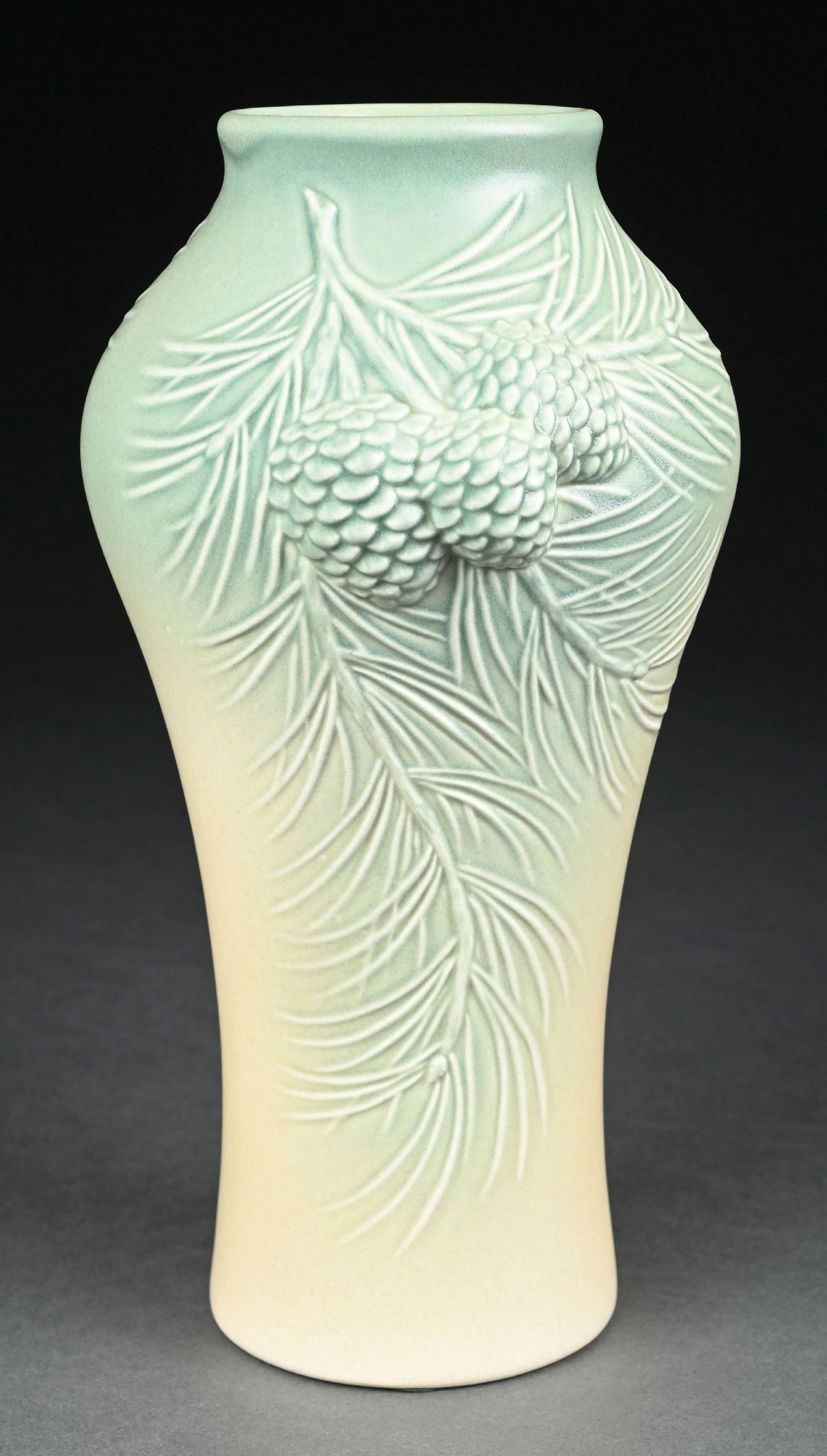 ROOKWOOD GREEN GLAZED EARTHENWARE PINECONE VASE, MODEL #10002 (1 of 6)
