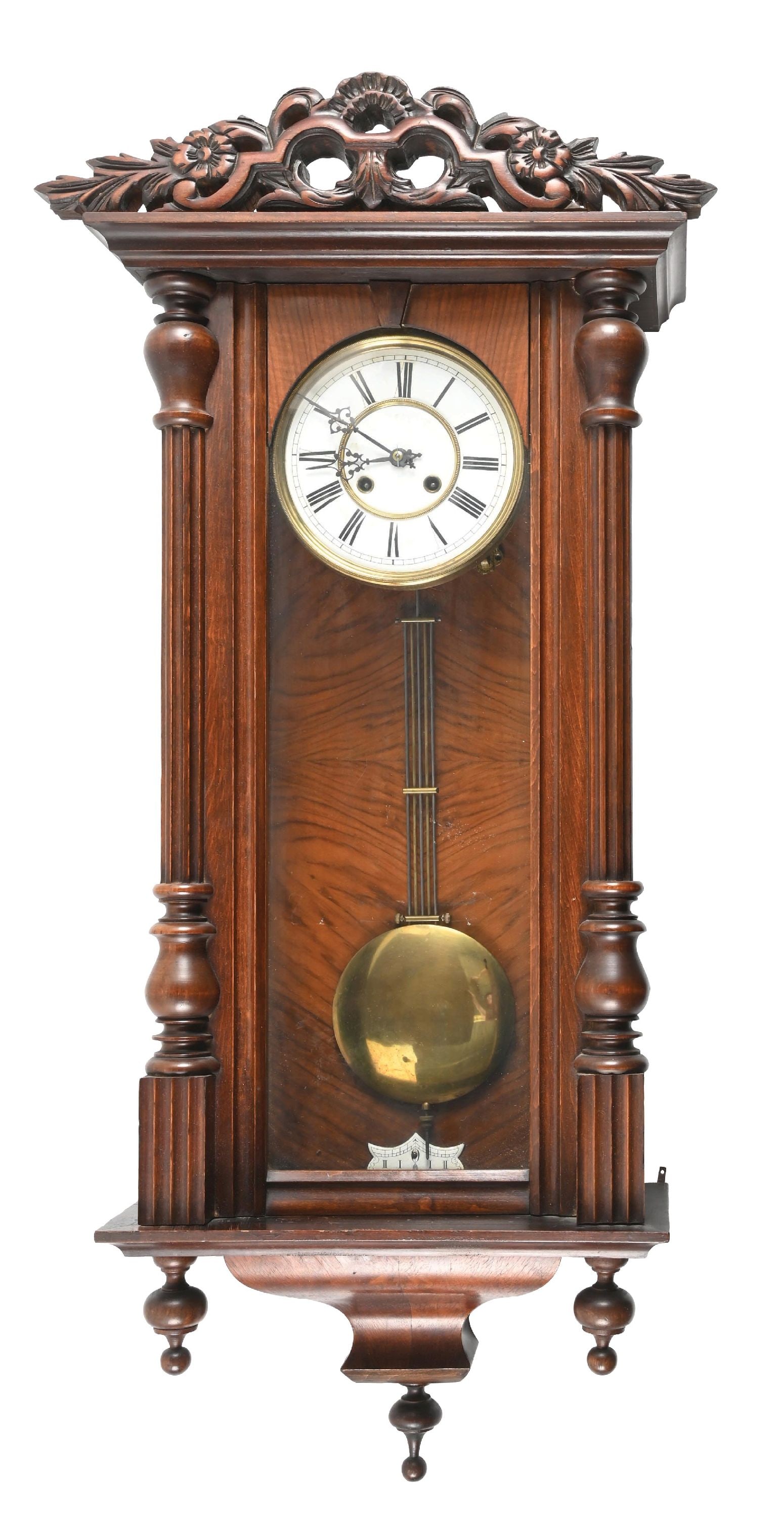 VINTAGE ORNATELY CARVED REGULATOR WALL CLOCK (1 of 3)