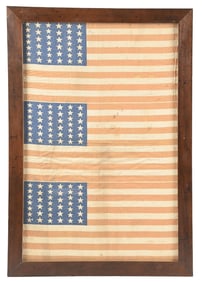 ANTIQUE 39-STAR FRAMED UNITED STATES FLAG