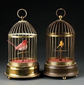 PAIR OF SINGLE BIRD GERMAN BIRD CAGES