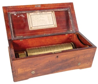 EARLY SWISS CYLINDER MUSIC BOX W/10" CYLINDER PLAYING 12 TUNES