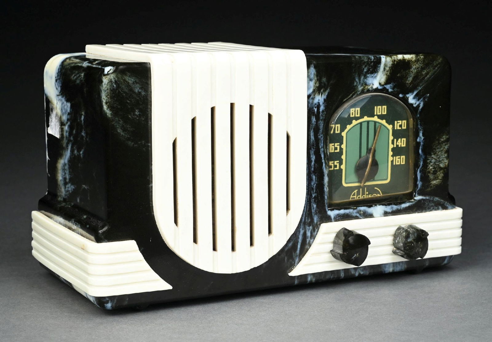 ADDISON 2 WATERFALL BAKELITE RADIO IN DARK BLUE SWIRL AND IVORY (1 of 6)