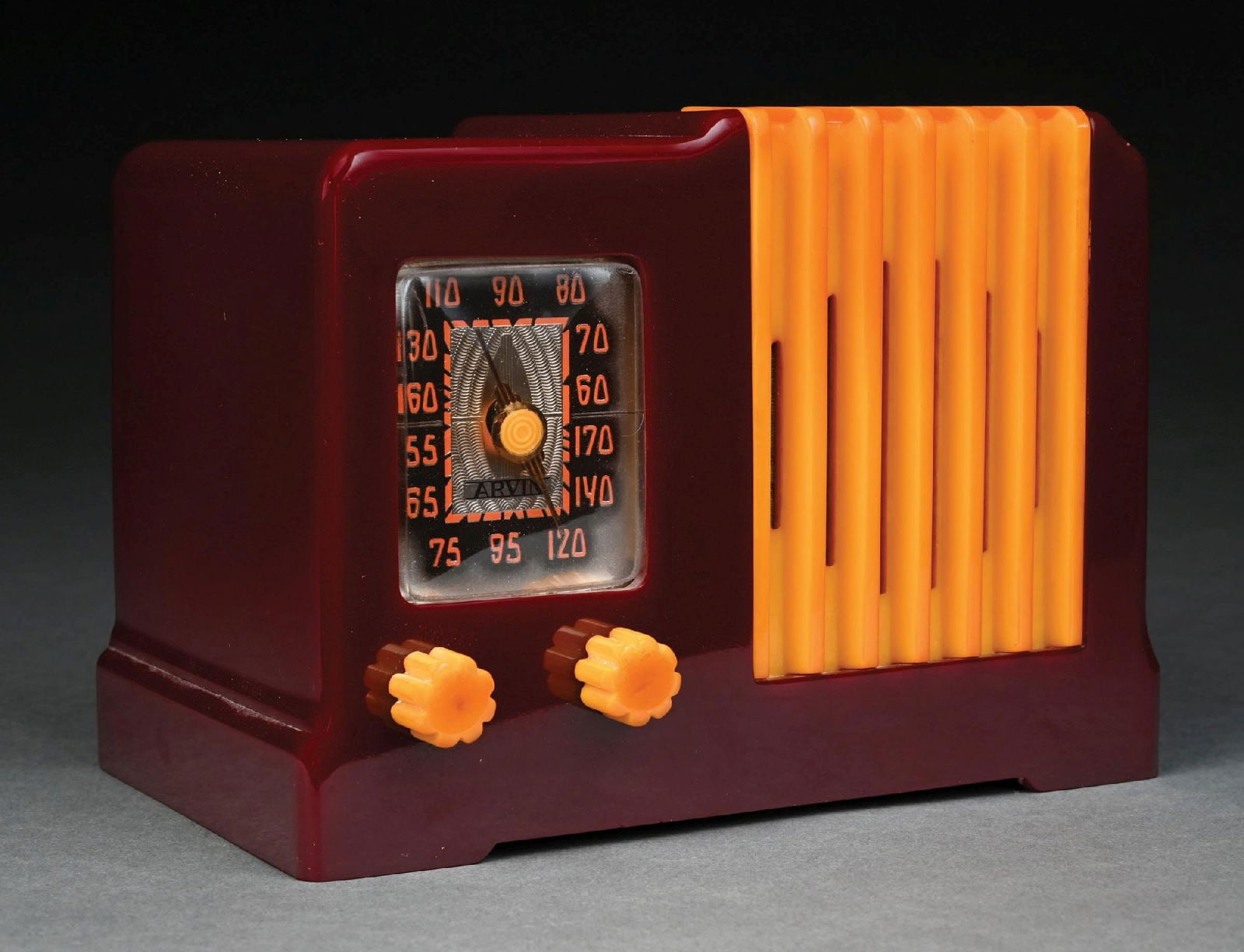 ARVIN 532 CATALIN RADIO IN MAROON AND YELLOW (1 of 6)