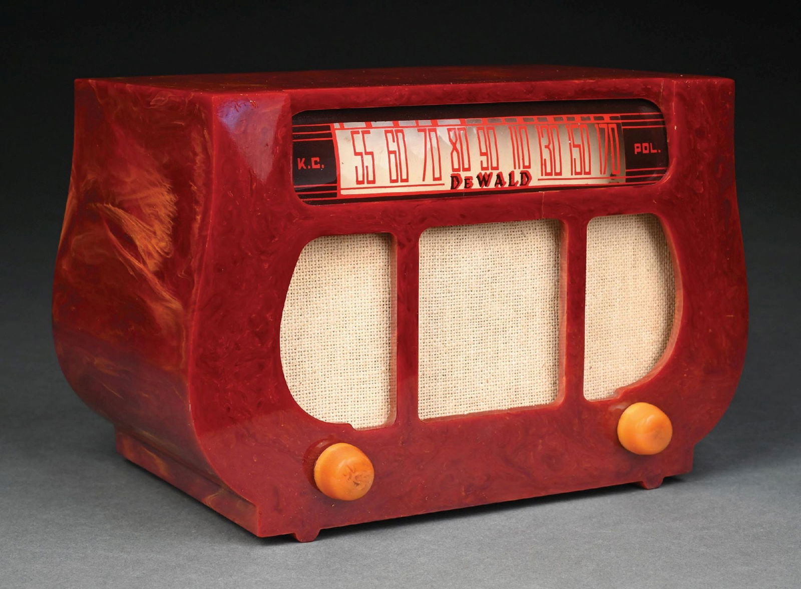 DEWALD A-501 HARP CATALIN RADIO IN OXBLOOD RED AND YELLOW (1 of 6)