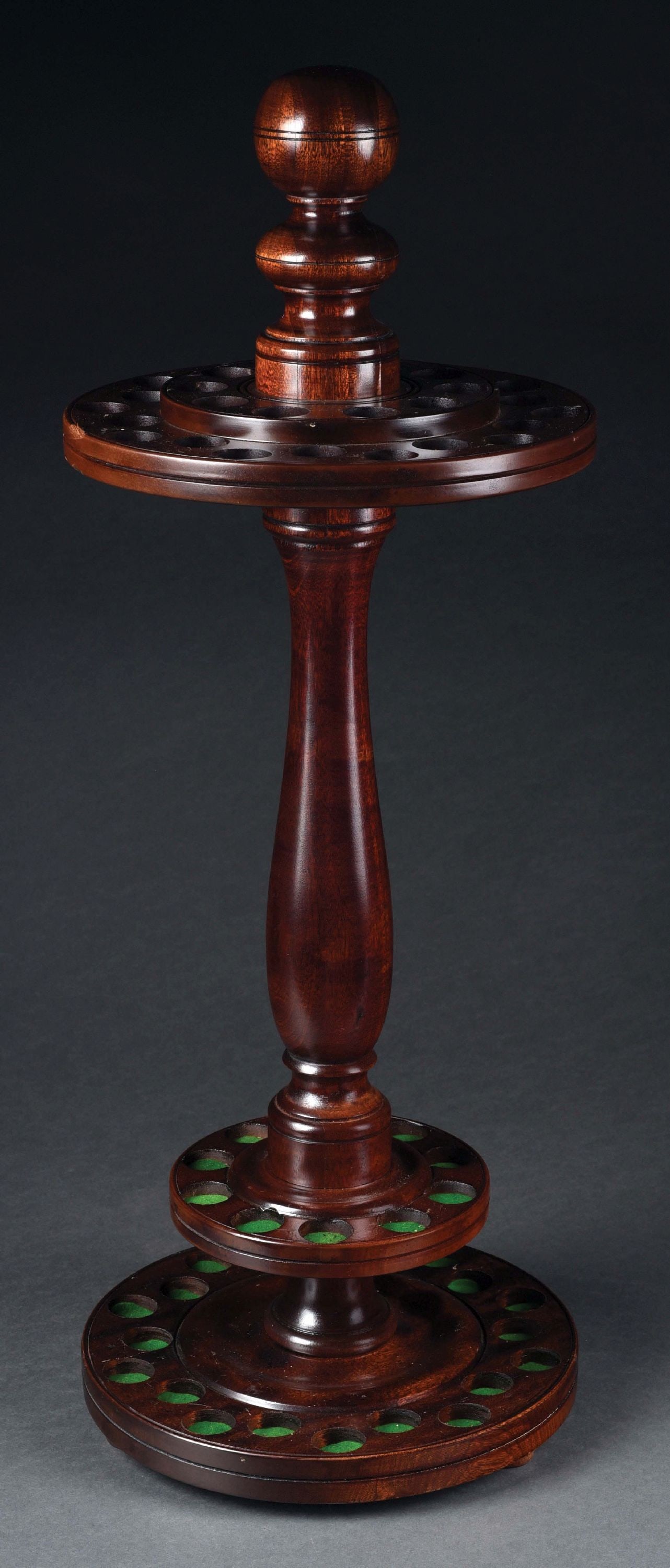 CUSTOM-MADE 2-TIER WOOD WALKING STICK CANE DISPLAY HOLDER W/ FELT LINER AT BASE (1 of 4)