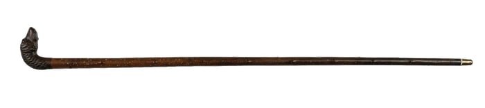 ANTIQUE WALKING STICK CANE W/ WOODEN DOG HEAD