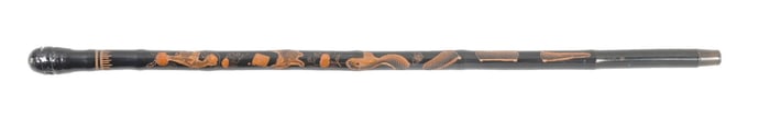 CHINESE-CARVED FISHING POLE CANE